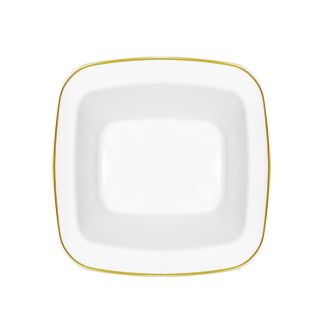 CoupeWare Basic 12 oz. Square Soup Bowl (White/Gold) - 10 ct.