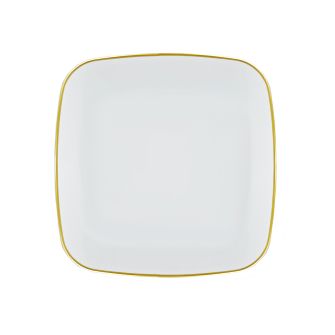 CoupeWare Basic 7.25" Square Plate (White/Gold) - 10 ct.