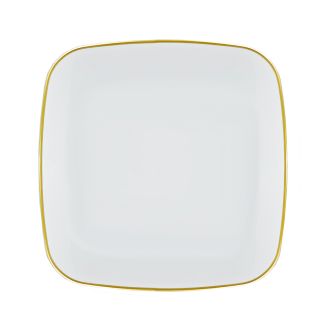 CoupeWare Basic 8.5" Square Plate (White/Gold) - 10 ct.