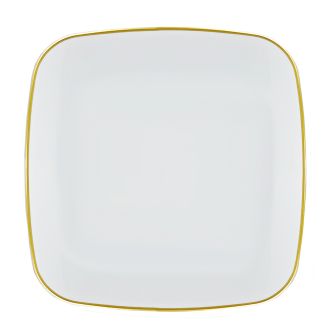 CoupeWare Basic 10" Square Plate (White/Gold) - 10 ct.