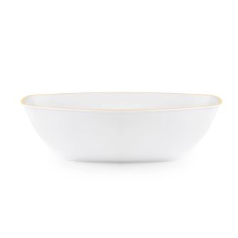 Coupeware Basic 72 oz. Oval Serving Bowl  (White/Gold) - 1 ct.