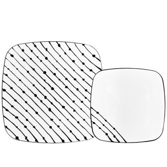 CoupeWare Essence Square - White / Black -  Combo Plates - 32 ct.