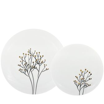 CoupeWare Floret - White / Black & Gold - Combo Plates - 32 ct.