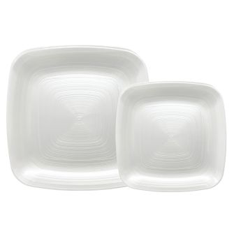 Coupeware Ribbed Square  Combo Plates (Pearl) - 32 Ct.