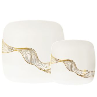 CoupeWare Wavelet (White/Gold) Combo Plates - 32 ct.