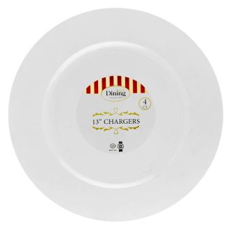 Dining Collection 13" Round Charger Plates (White) - 4 ct.