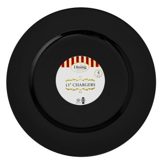 Dining Collection 13" Round Charger Plates (Black) - 4 ct.