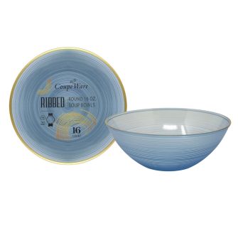 Coupeware Ribbed Round 16 oz. Bowl (Blue & Gold) - 16 Ct.