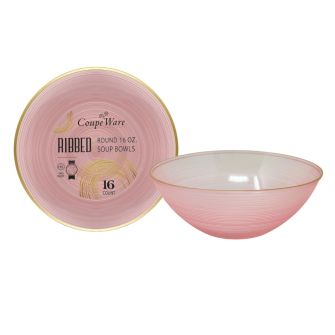 Coupeware Ribbed Round 16 oz. Bowl (Pink & Gold) - 16 Ct. 