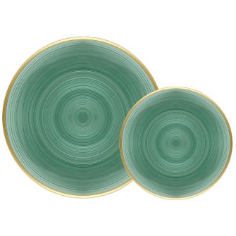 Coupeware Ribbed Round Combo Plates (Green & Gold) - 32 Ct.