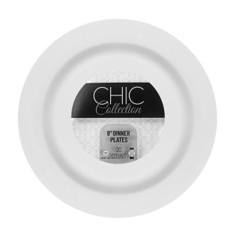 Chic Collection - 9 in. Dinner Plate (White) - 20 ct.