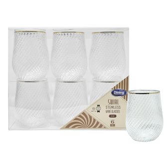 Dining Collection 12 oz. Swirl Wine Glass (Clear / Gold) - 6 Ct.
