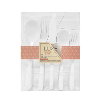 Dining Collection Luxe Flared Series Cutlery Combo Pack (White) - 40 Ct.