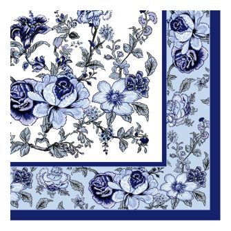 Dining Collection Lunch Napkins - Blue Bountiful Blossoms - 20 ct.