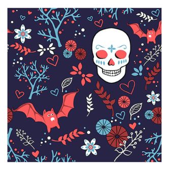 Halloween Lunch Napkins - Sugar Skull & Bats - 20 ct.