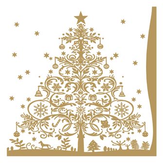 Christmas Lunch Napkins - Christmas Tree Gold - 20 ct.