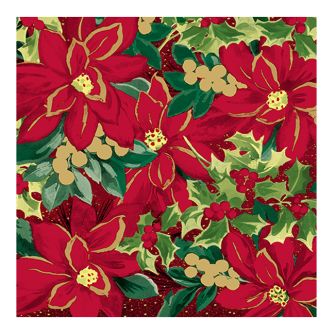 Christmas Lunch Napkins - Holiday Poinsettia - 20 ct.