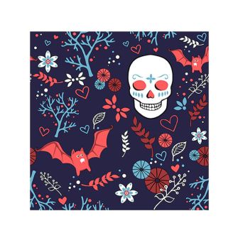 Halloween Cocktail Napkins - Sugar Skull & Bats - 20 ct.