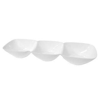 Mini Delights - Mini 3 Section Bowl - White Plastic - 10 ct.