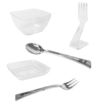 Mini Delights - Appetizer & Dessert Tasting Set - Clear Plastic - 112 pc. Set