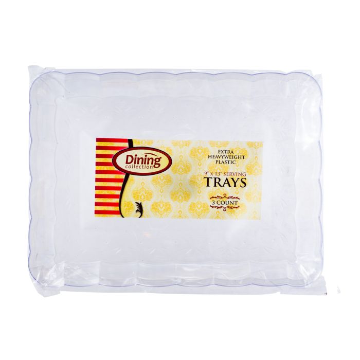 Dining Collection 9" x 13" Serving Tray - Extra Heavyweight - Clear - 3 Ct.