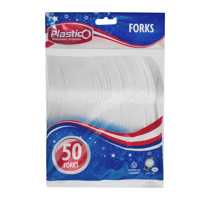 Plastico Heavy Duty Forks - White Plastic - 50 ct.