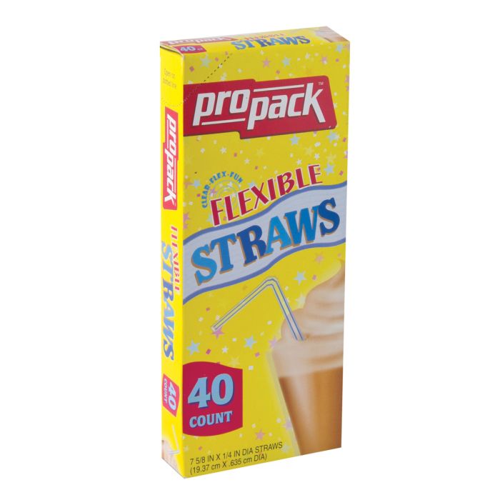 Propack Clear Flexible Straws (ST40) - 40 Count