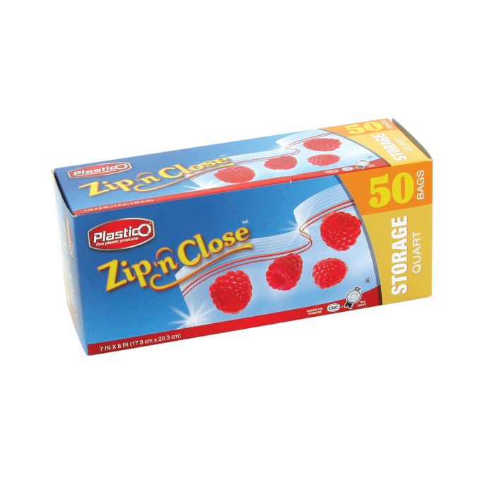 Plastico Zip n' Close Storage Qt. Bags - 50 ct.