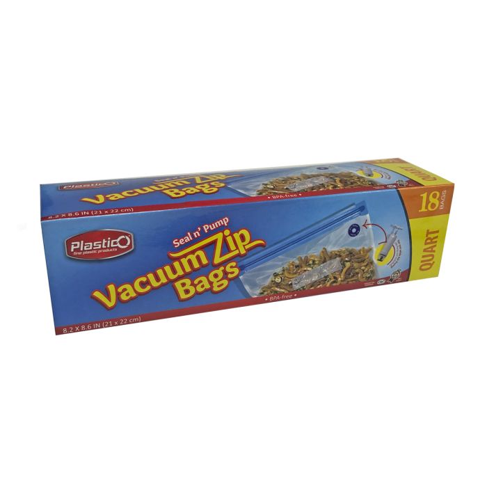 Plastico Vacuum Zip Bags (Quart) - 18 Count