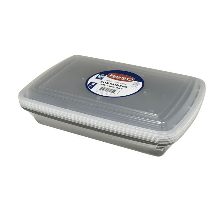 Plastico 58 oz. Microwavable Containers - Rectangular - 4 ct.
