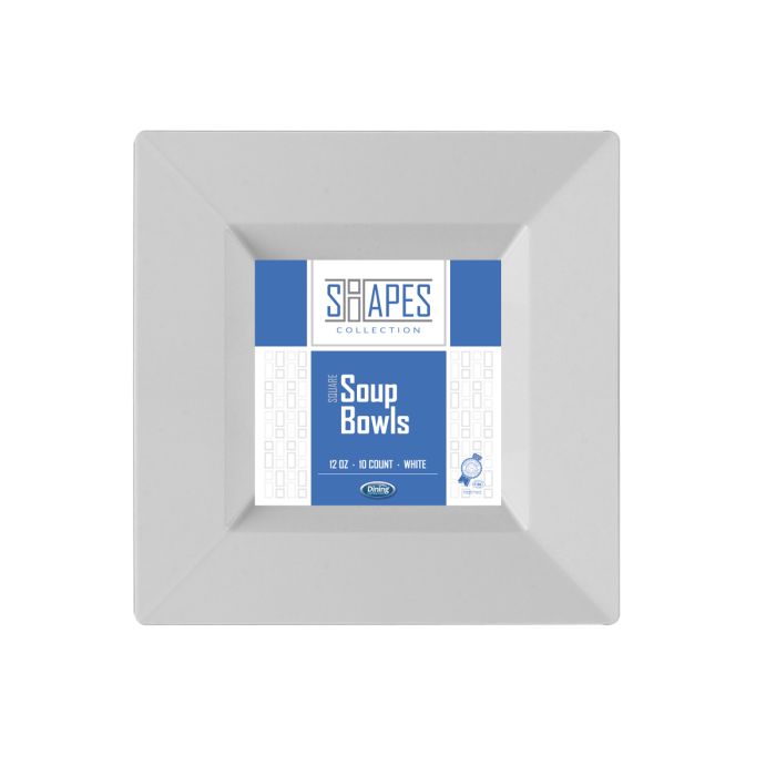 Shapes Collection - Square 12 oz. Soup Bowl (White) - 10 Count