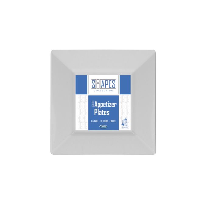 Shapes Collection - Square 4.5" Appetizer Plate (White) - 10 Count