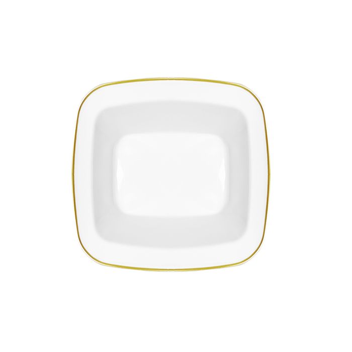 CoupeWare Basic 5 oz. Square Dessert Bowl (White/Gold) - 10 ct.