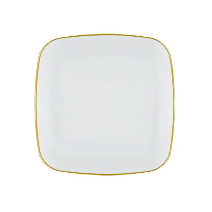 CoupeWare Basic 7.25" Square Plate (White/Gold) - 10 ct.