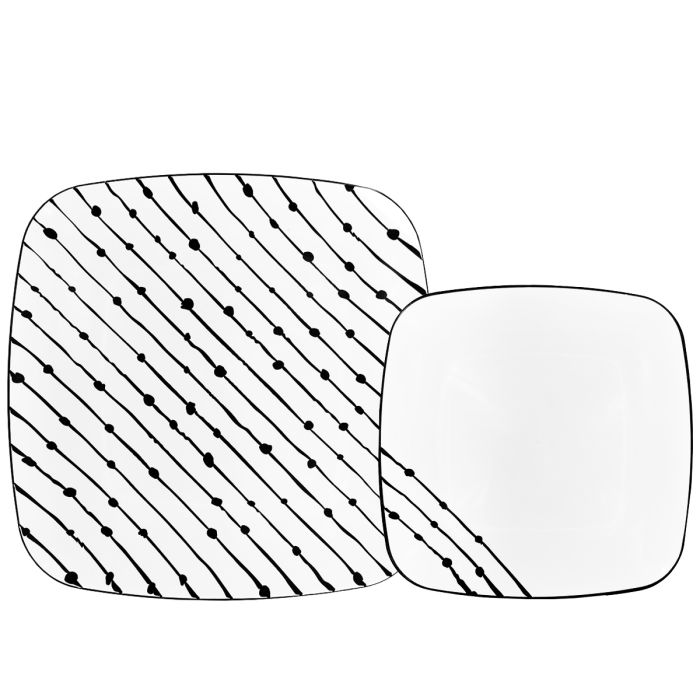 CoupeWare Essence Square - White / Black -  Combo Plates - 32 ct.