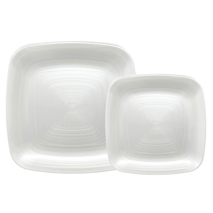 Coupeware Ribbed Square  Combo Plates (Pearl) - 32 Ct.