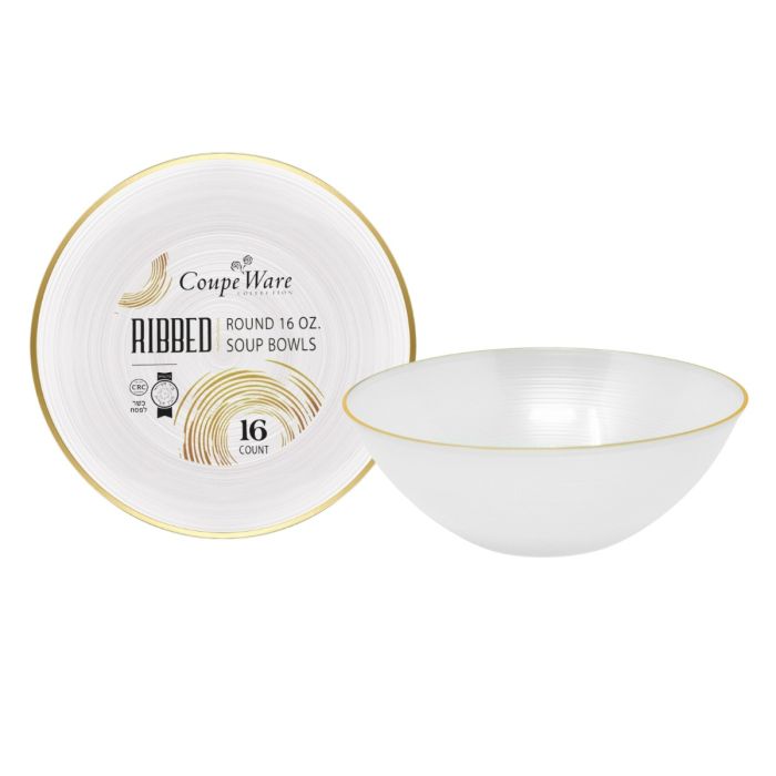 Coupeware Ribbed Round 16 oz. Bowl (Pearl & Gold) - 16 Ct.