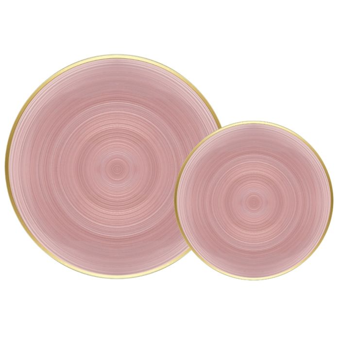 Coupeware Ribbed Round Combo Plates (Pink & Gold) - 32 Ct.