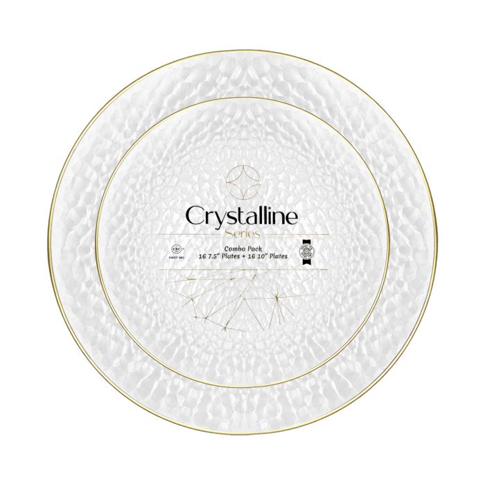 Crystalline Series Combo Plates (Clear/Gold) - 32 Ct.