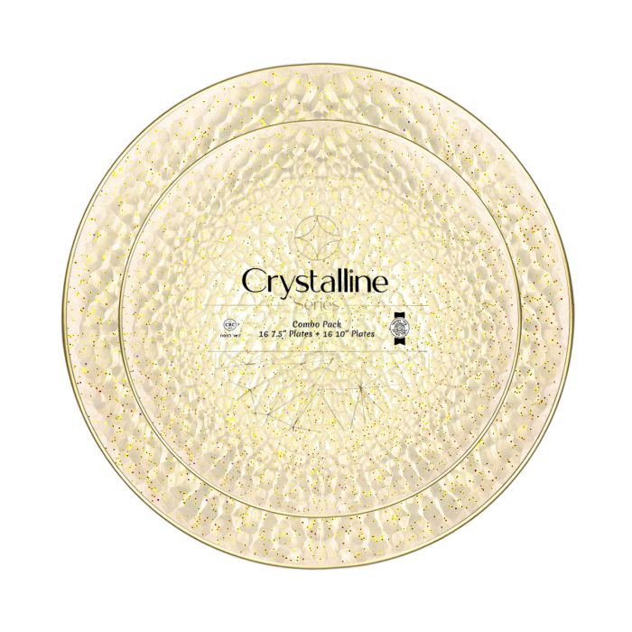 Crystalline Series Combo Plates (Glitter/Gold) - 32 Ct.