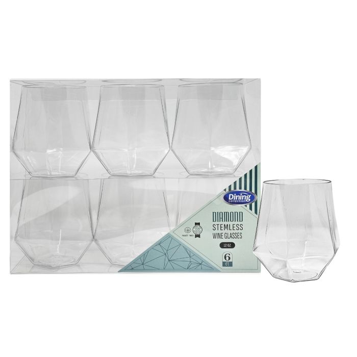 Dining Collection 12 oz. Diamond Wine Glass (Clear) - 6 Ct.