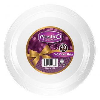 Plastico 10.25" Plates - Clear Plastic - 40 Count