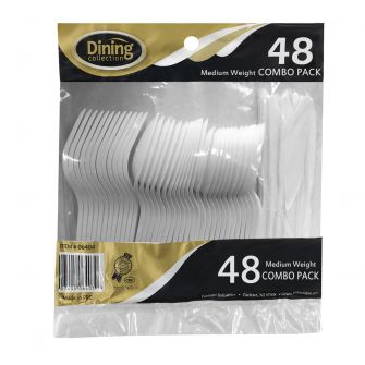 Dining Collection Heavy Duty Combo - White Plastic - 48 ct.