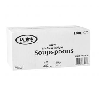 Dining Collection Soupspoons - Medium Weight - White Plastic - 1000 ct.