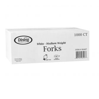Dining Collection Forks - Medium Weight - White Plastic - 1000 ct.
