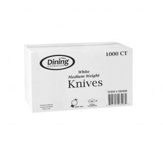 Dining Collection Knives - Medium Weight - White Plastic - 1000 ct.
