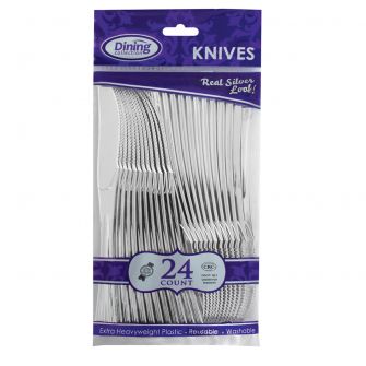 Dining Collection Silver Knives - Extra Heavyweight Plastic - 24 ct.