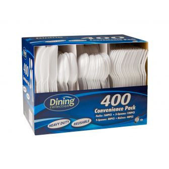 Dining Collection Heavy Duty Combo (Box) - White Plastic - 400 ct.
