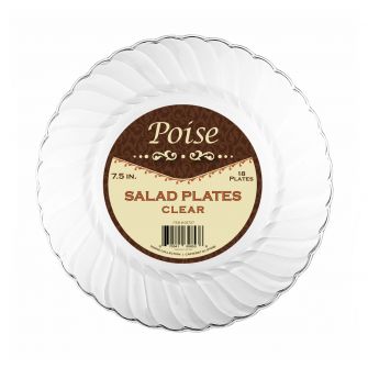 Poise 7.5" Salad Plates - Clear Plastic - 18 Count