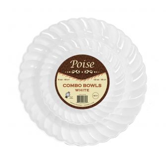 Poise Combo Bowls – 5oz. (16) and 12 oz. (16) - White Plastic - 32 Count